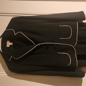 Talbots Black Blazer Set with White Piping